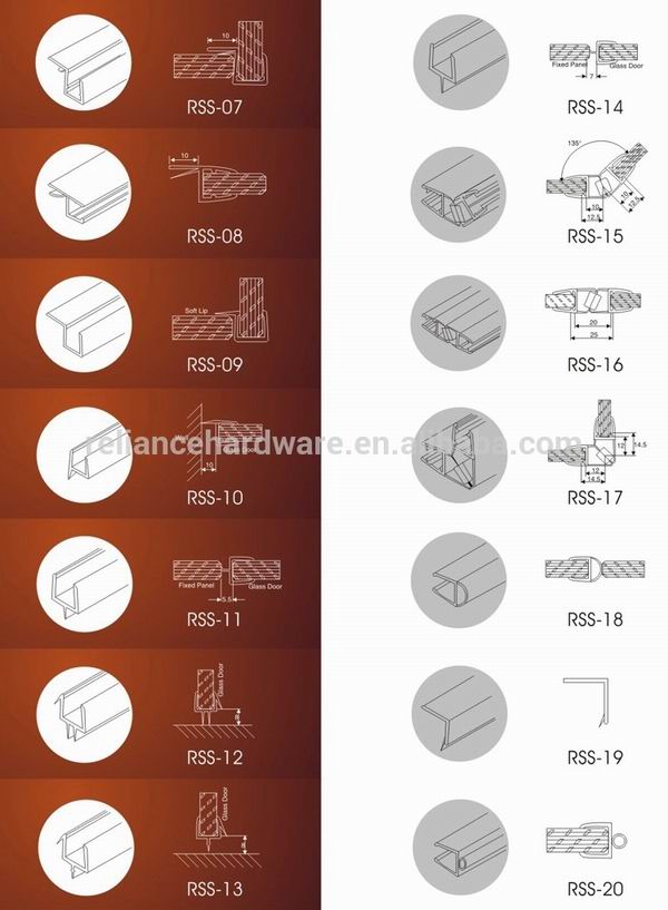 Glass to wall Snap on edge wipes PVC door sealing strip